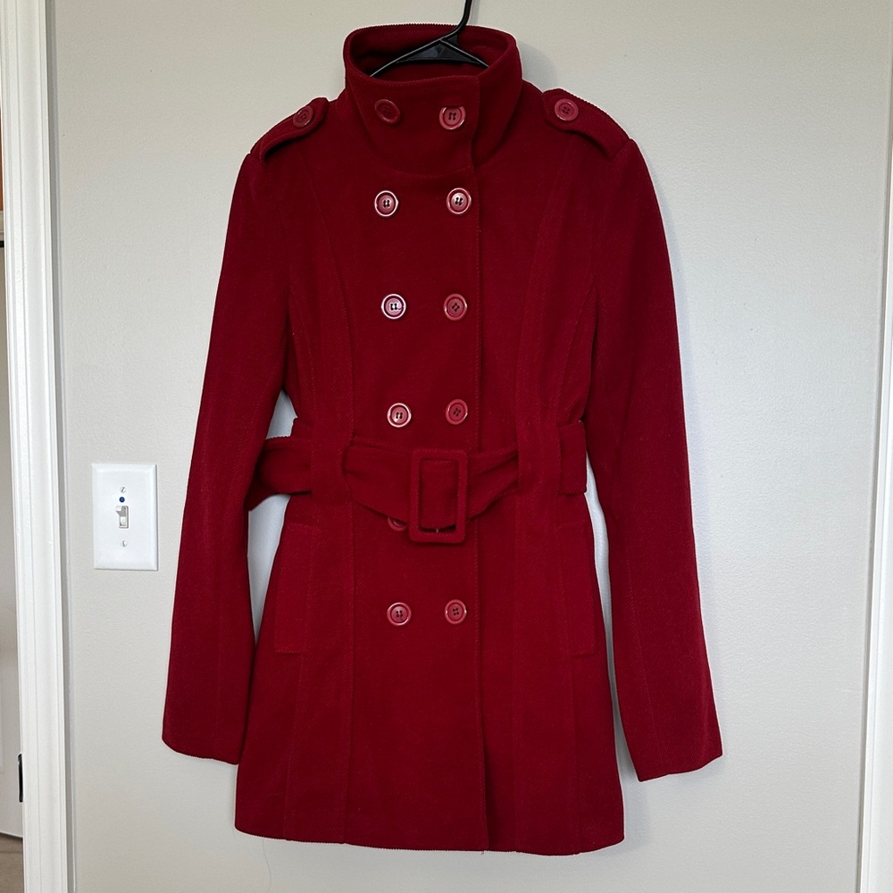 Women's Red Double-Breasted Coat